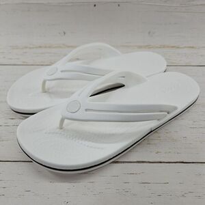 Crocs Crocband Womens Size 9 White Iconic Comfort Flip Flops Casual Beach 206100